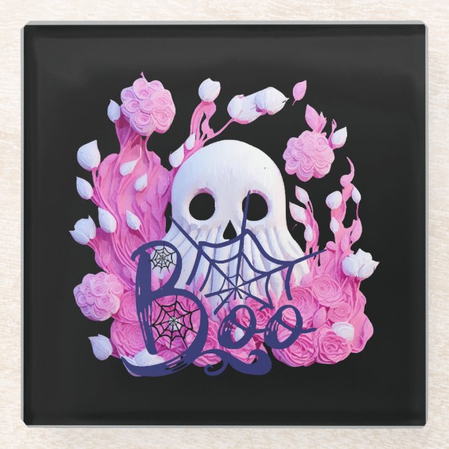 cute ghost Halloween boo pack  Glass Coaster (Front)