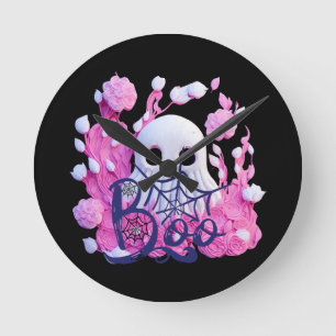 cute ghost Halloween boo pack Round Clock