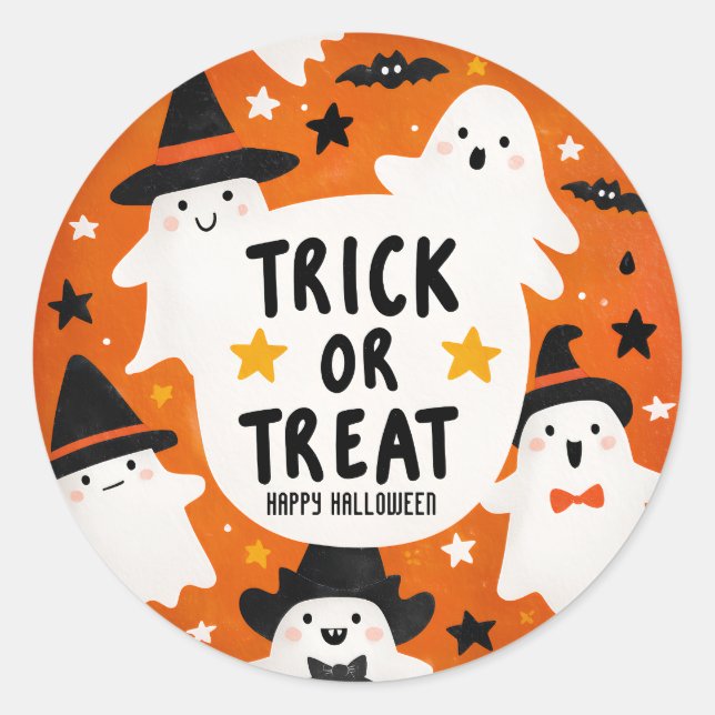 Cute Ghost Halloween Classic Round Sticker (Front)