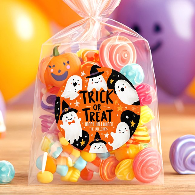 Cute Ghost Halloween Classic Round Sticker (Creator Uploaded)