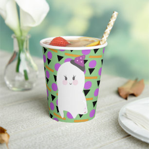 Cute Ghost Halloween Confetti Paper Cups