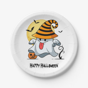 Cute ghost Halloween design Paper Plate