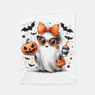 Cute Ghost Halloween Diva Cartoon Sungles Handg Fleece Blanket
