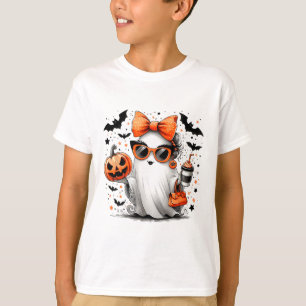 Cute Ghost Halloween Diva Cartoon Sungles Handg  T-Shirt
