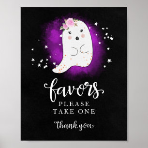 Cute Ghost Halloween Girl Baby Shower Favours Sign