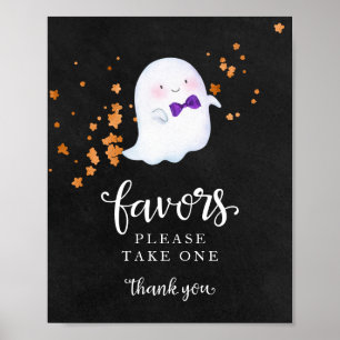 Cute Ghost Halloween Girl Baby Shower Favours Sign