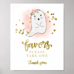 Cute Ghost Halloween Girl Baby Shower Favours Sign