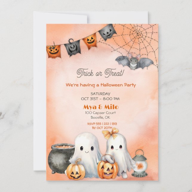 Cute Ghost Halloween  Invitation (Front)