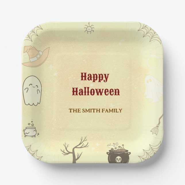 Cute Ghost Halloween Paper Plates (Front)