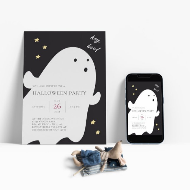 Cute Ghost Halloween Party Invitation (Creator Uploaded)