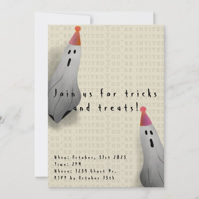 Cute Ghost Halloween Party Invitation (Front)