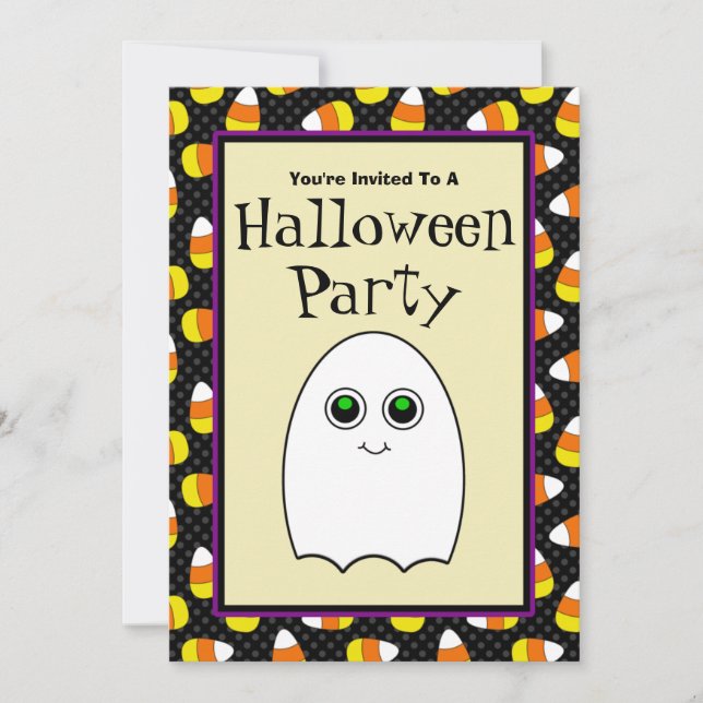 Cute Ghost Halloween Party Invitations (Front)