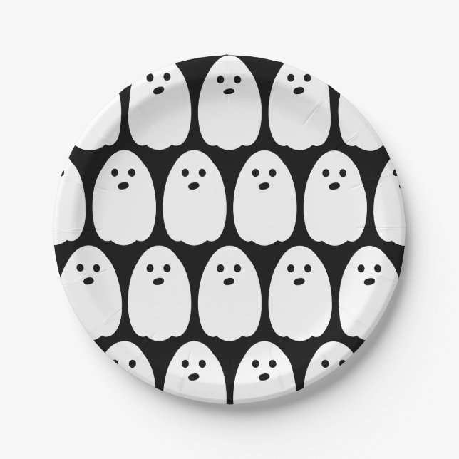 Cute Ghost Halloween Party Paper Plate (Front)