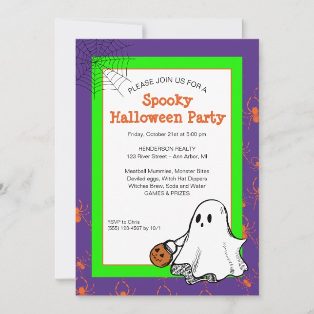 Cute Ghost Halloween Party Template Invitation (Front)