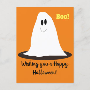 Cute ghost Halloween postcard