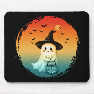 cute ghost halloween pumpkin fall autumn season mouse mat