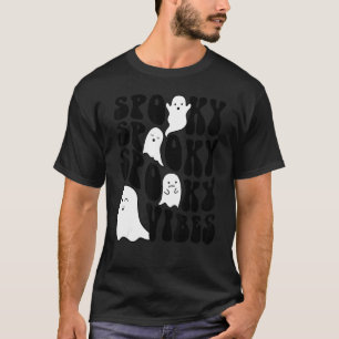 Cute Ghost Halloween Retro Groovy Spooky Vibes Fun T-Shirt