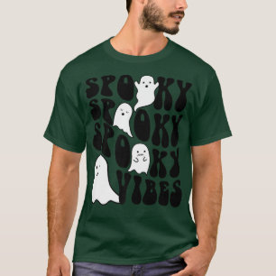 Cute Ghost Halloween Retro Groovy Spooky Vibes Fun T-Shirt