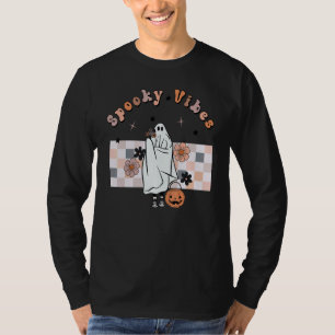Cute Ghost Halloween Retro Groovy Spooky Vibes Fun T-Shirt
