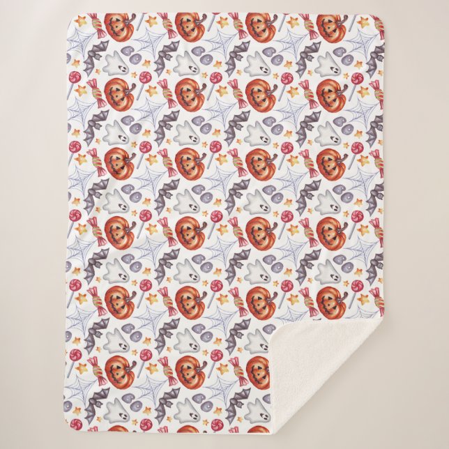 Cute ghost Halloween  Sherpa Blanket (Front)