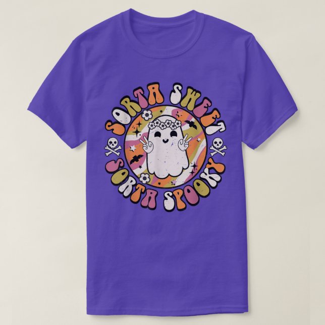 Cute Ghost Halloween Sorta Sweet Sorta Spooky Fall T-Shirt (Design Front)