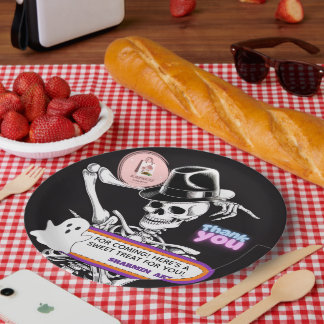 Cute Ghost Halloween Thank You Favor Tags Paper Plate