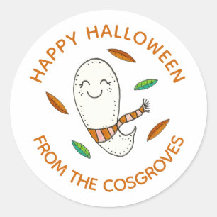 Cute Ghost Halloween Treat Bag Classic Round Sticker