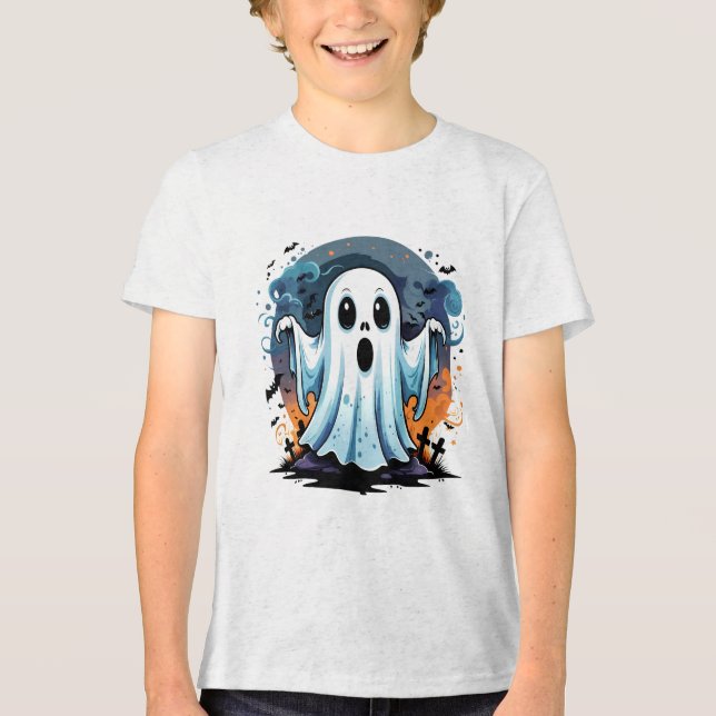 Cute ghost, Halloween  Tri-Blend Shirt (Front)