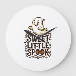 Cute Ghost Halloween Vintage Spooky Shirt_1 Large Clock