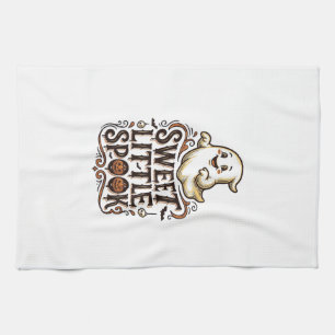 Cute Ghost Halloween Vintage Spooky Shirt_1 Tea Towel