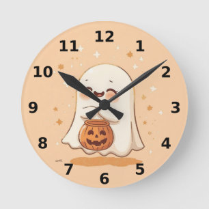Cute Ghost Halloween Wall Clock