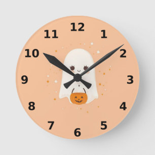 Cute Ghost Halloween Wall Clock – Spooky Decor