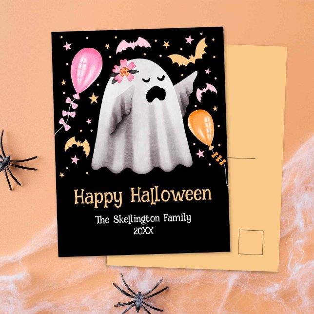 Cute Ghost Happy Halloween Postcard (Cute Ghost Happy Halloween Postcard)