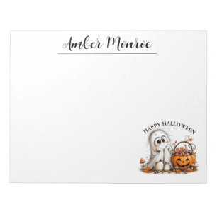 Cute Ghost Happy Halloween Vintage Autumn Pumpkin Notepad