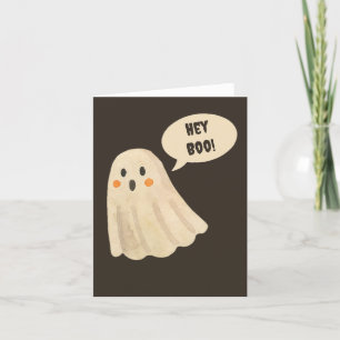 Cute Ghost “Hey Boo” Halloween Greeting Card