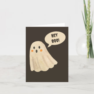 Cute Ghost “Hey Boo” Halloween Greeting Card
