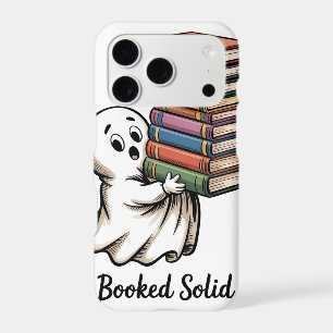 Cute Ghost Holding a Tall Stack of Books