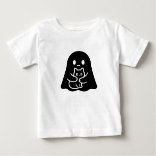 Cute Ghost Holding Black Cat Halloween Shirt Desig