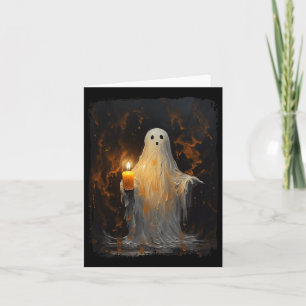 Cute Ghost Holding Candle Fun Halloween Gothic Vin Card