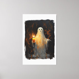 Cute Ghost Holding Candle Funny Halloween Gothic V Canvas Print