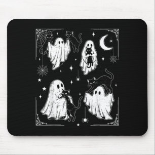 Cute Ghost Holding Cat Funny Halloween Men Women Mouse Mat
