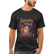 Cute Ghost Holding Lantern Halloween Tee.