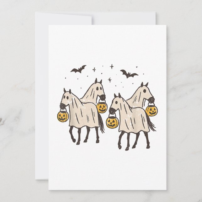Cute Ghost Horses Halloween Trick or Treat  Invitation (Front)