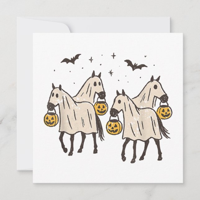 Cute Ghost Horses Halloween Trick or Treat  Invitation (Front)