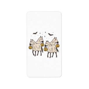 Cute Ghost Horses Halloween Trick or Treat Label