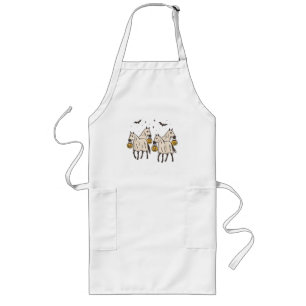Cute Ghost Horses Halloween Trick or Treat Long Apron