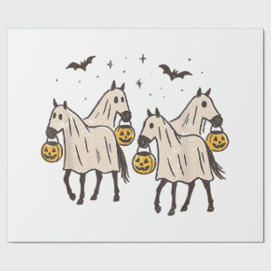 Cute Ghost Horses Halloween Trick or Treat Wrapping Paper