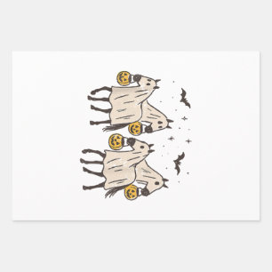 Cute Ghost Horses Halloween Trick or Treat Wrapping Paper Sheet