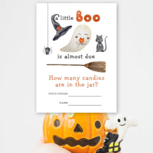 Cute ghost, How many candies baby shower game Enclosure Card