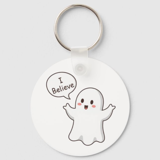 Cute Ghost I Believe Cartoon Key Ring (Front)
